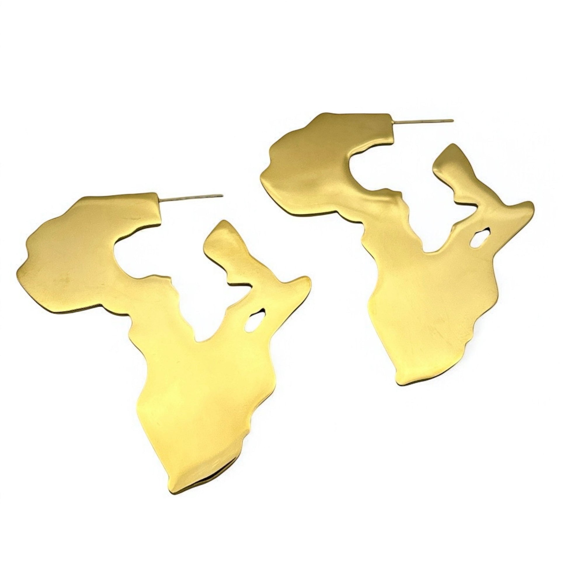 Africa Map Shaped Stainless Steel Statement Drop Earrings - Fatisha Boutique