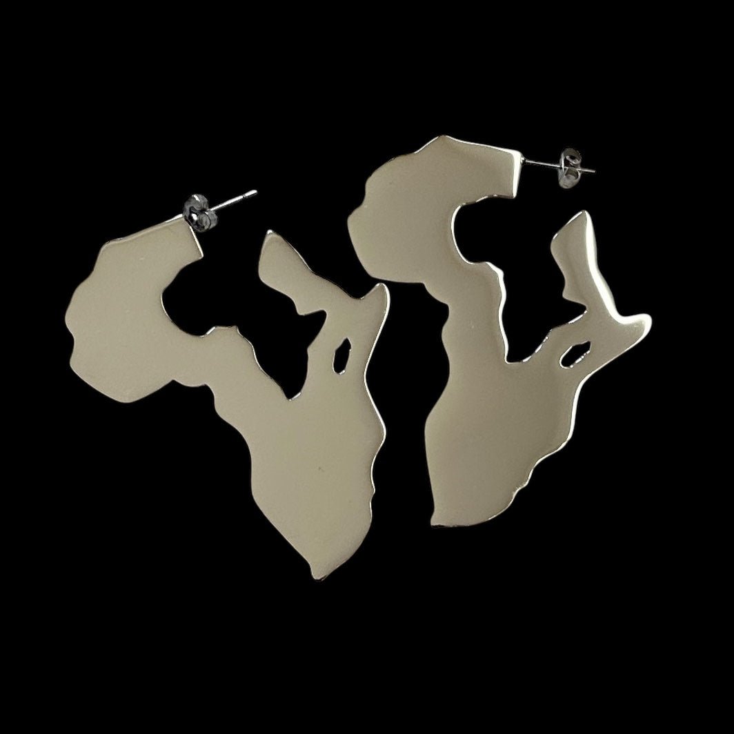 Africa Map Shaped Stainless Steel Statement Drop Earrings - Fatisha Boutique