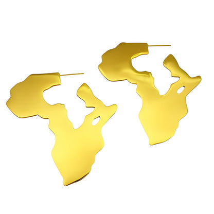 Africa Map Shaped Stainless Steel Statement Drop Earrings - Fatisha Boutique