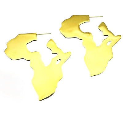 Africa Map Shaped Stainless Steel Statement Drop Earrings - Fatisha Boutique
