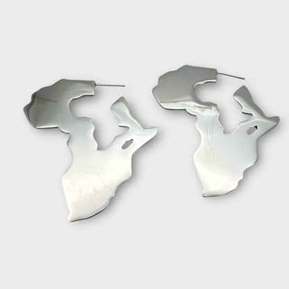Africa Map Shaped Stainless Steel Statement Drop Earrings - Fatisha Boutique