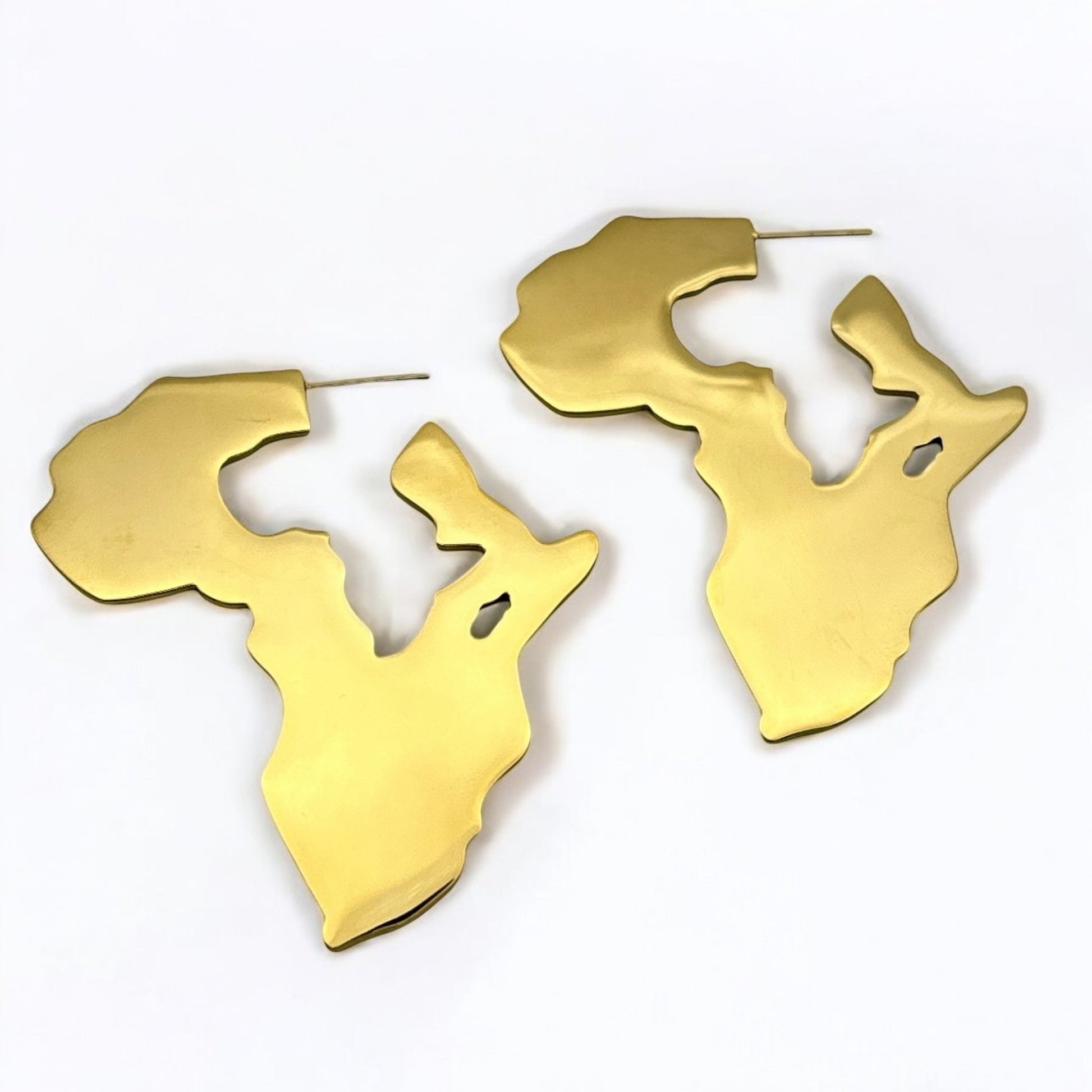 Africa Map Shaped Stainless Steel Statement Drop Earrings - Fatisha Boutique