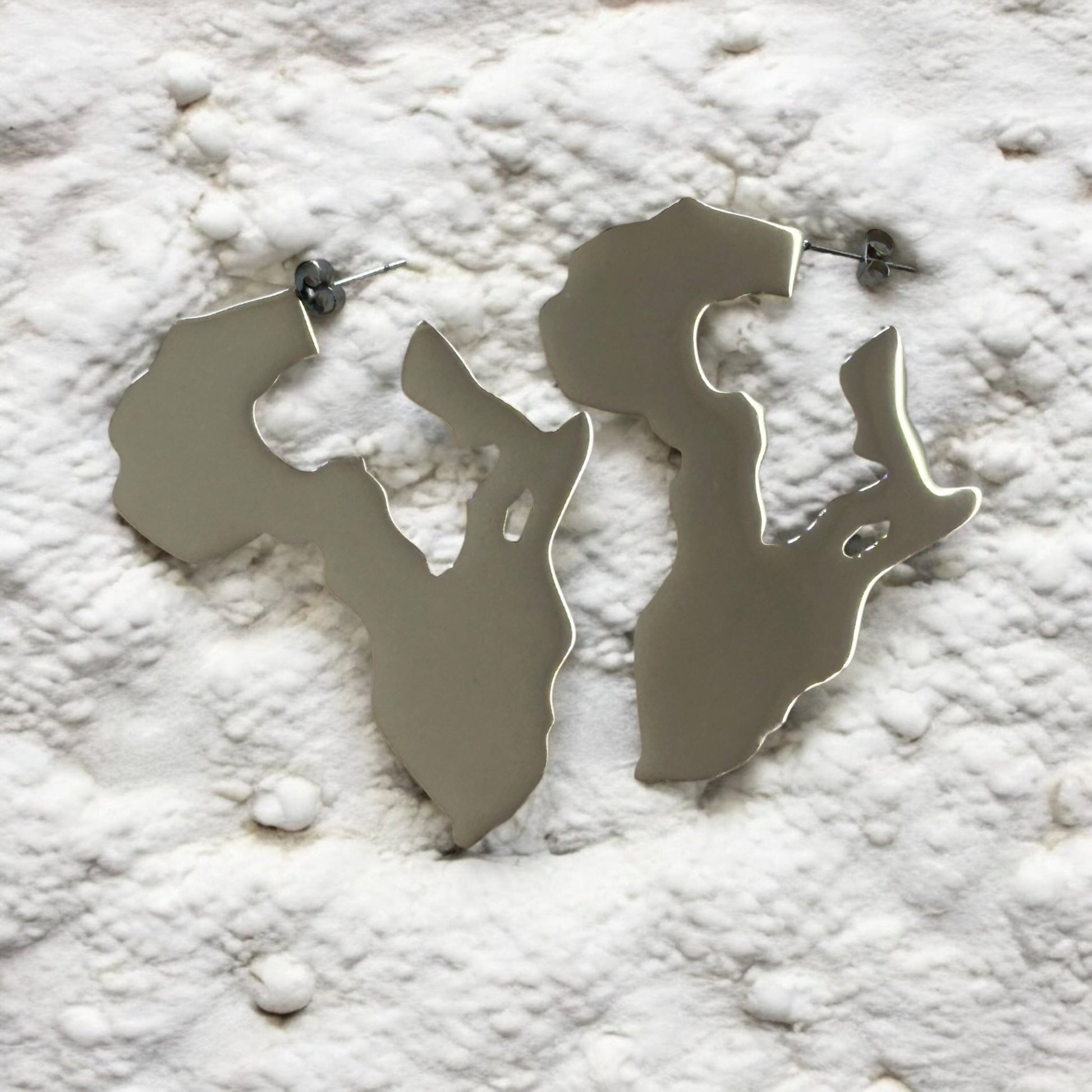 Africa Map Shaped Stainless Steel Statement Drop Earrings - Fatisha Boutique