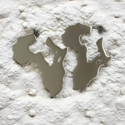 Africa Map Shaped Stainless Steel Statement Drop Earrings - Fatisha Boutique