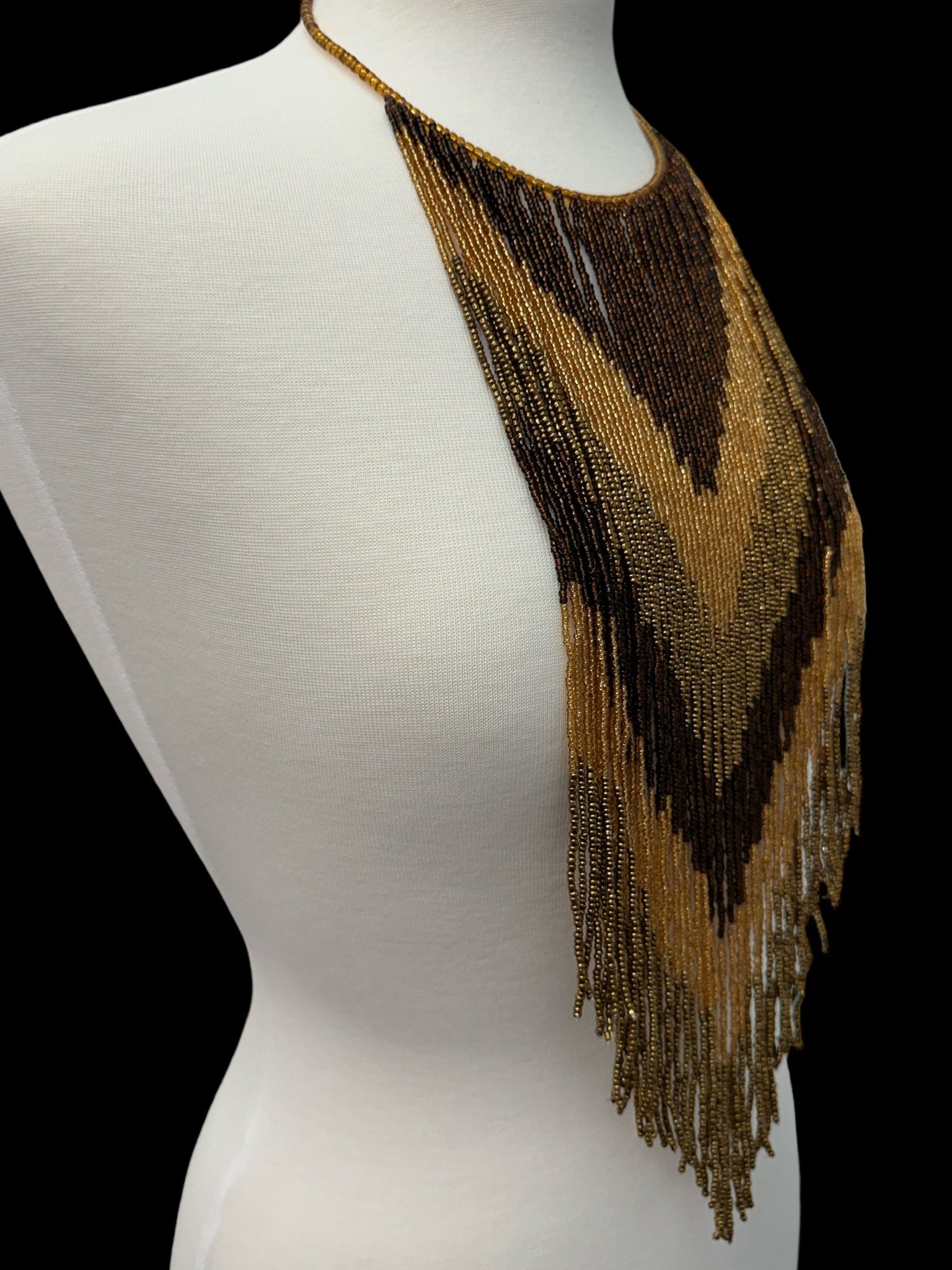 African Authentic Long Brown Beaded Fringe Tassels Necklace Pendant - Fatisha Boutique