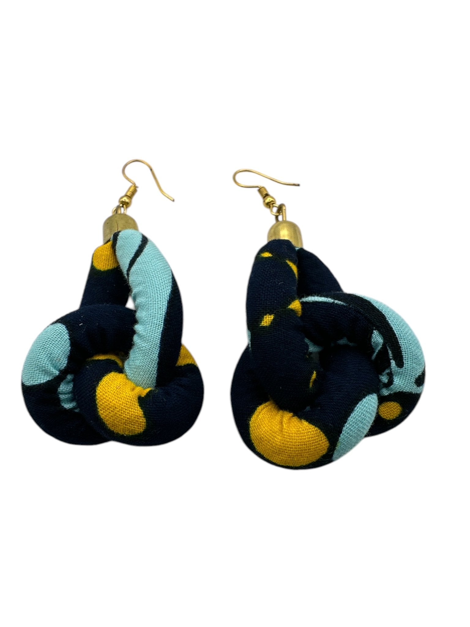 Ankara Fabric Print Dangle Knot Ethnic African Earrings - Fatisha Boutique