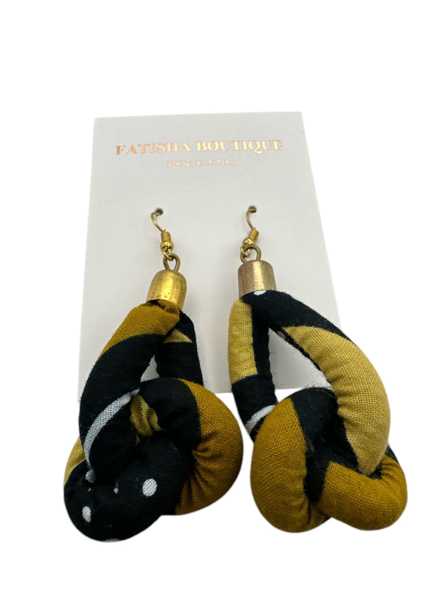 Ankara Fabric Print Dangle Knot Ethnic African Earrings - Fatisha Boutique