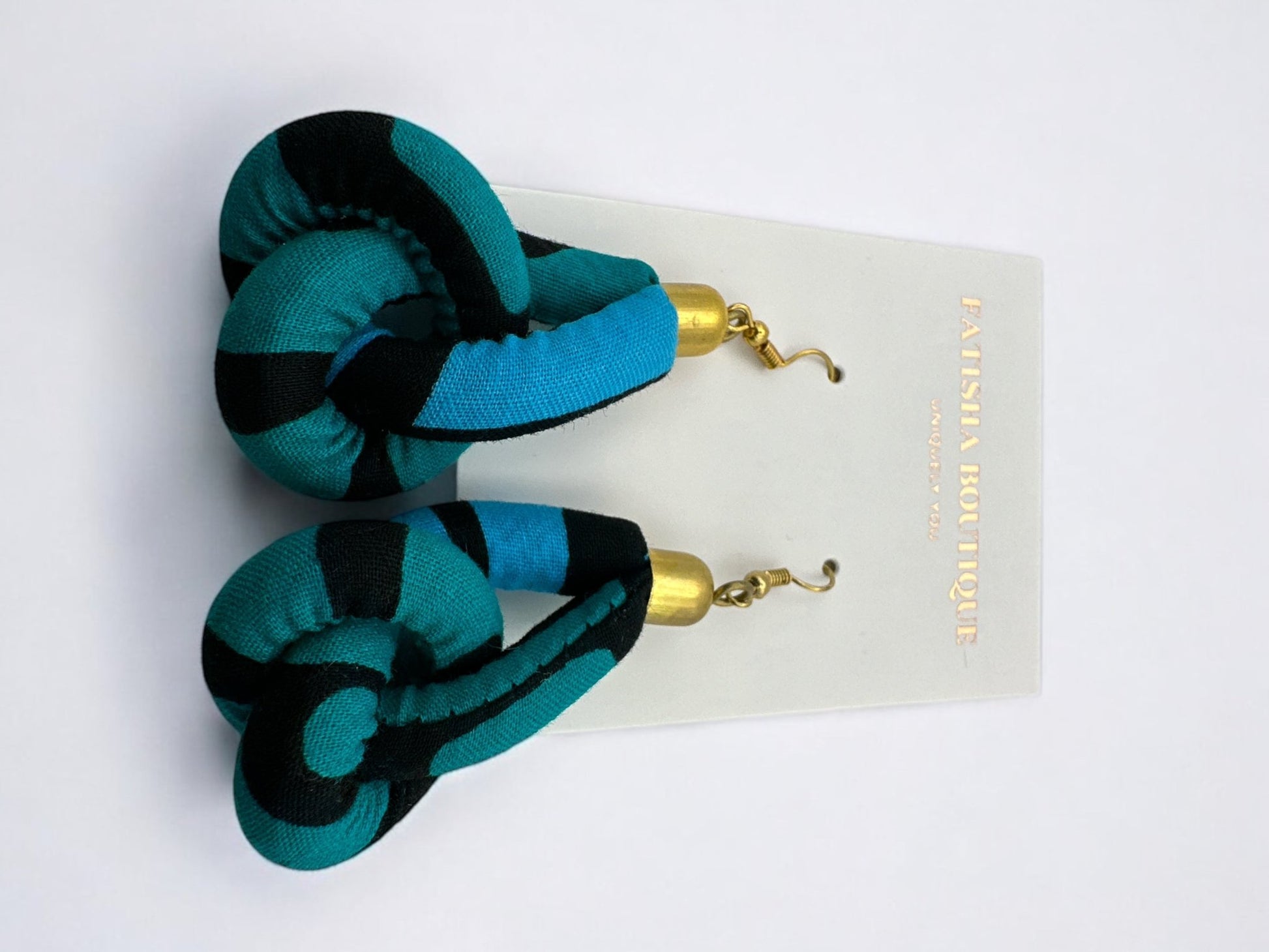 Ankara Fabric Print Dangle Knot Ethnic African Earrings - Fatisha Boutique