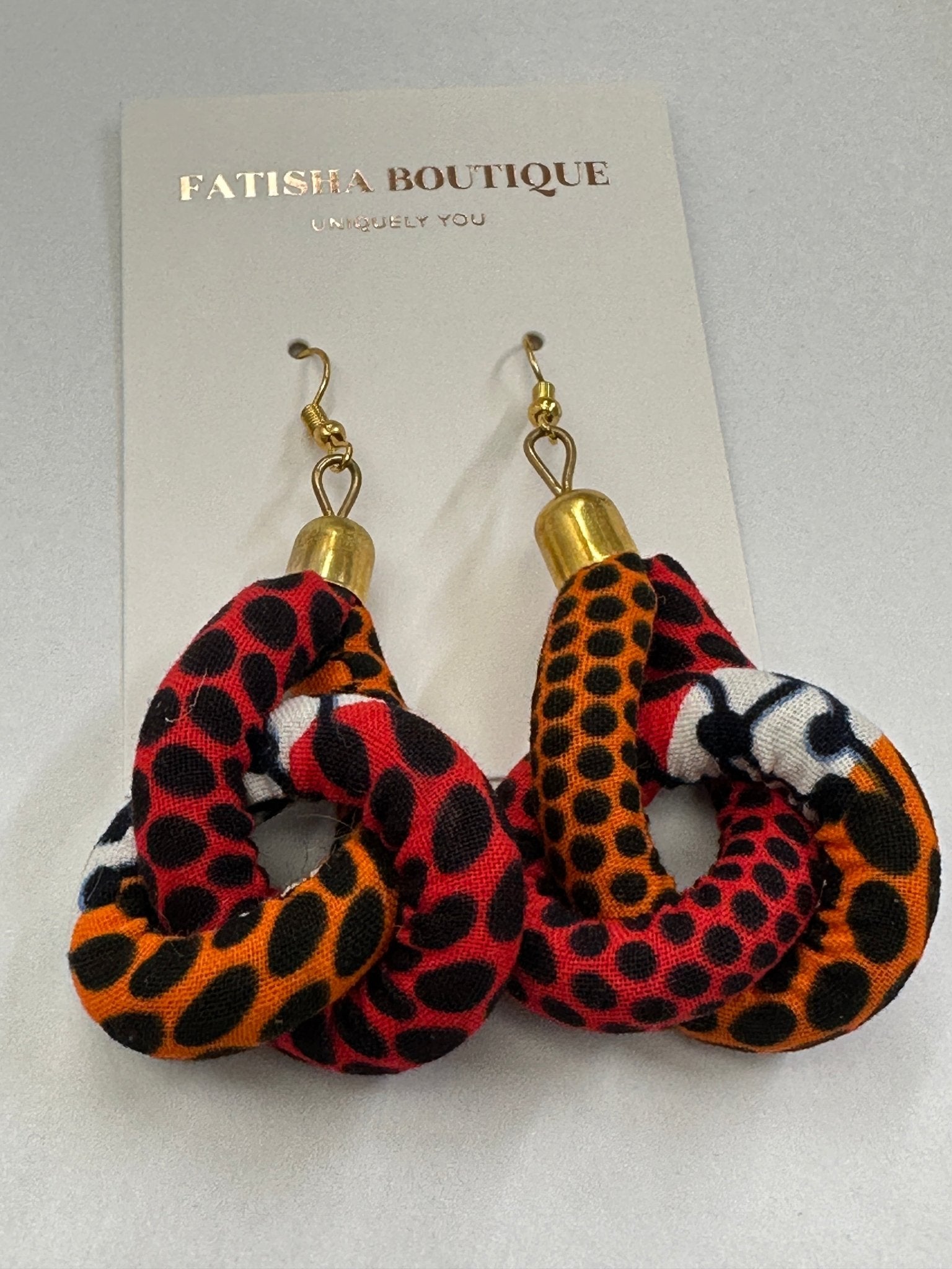 Ankara Print Fabric Dangle Knot Earrings - Fatisha Boutique