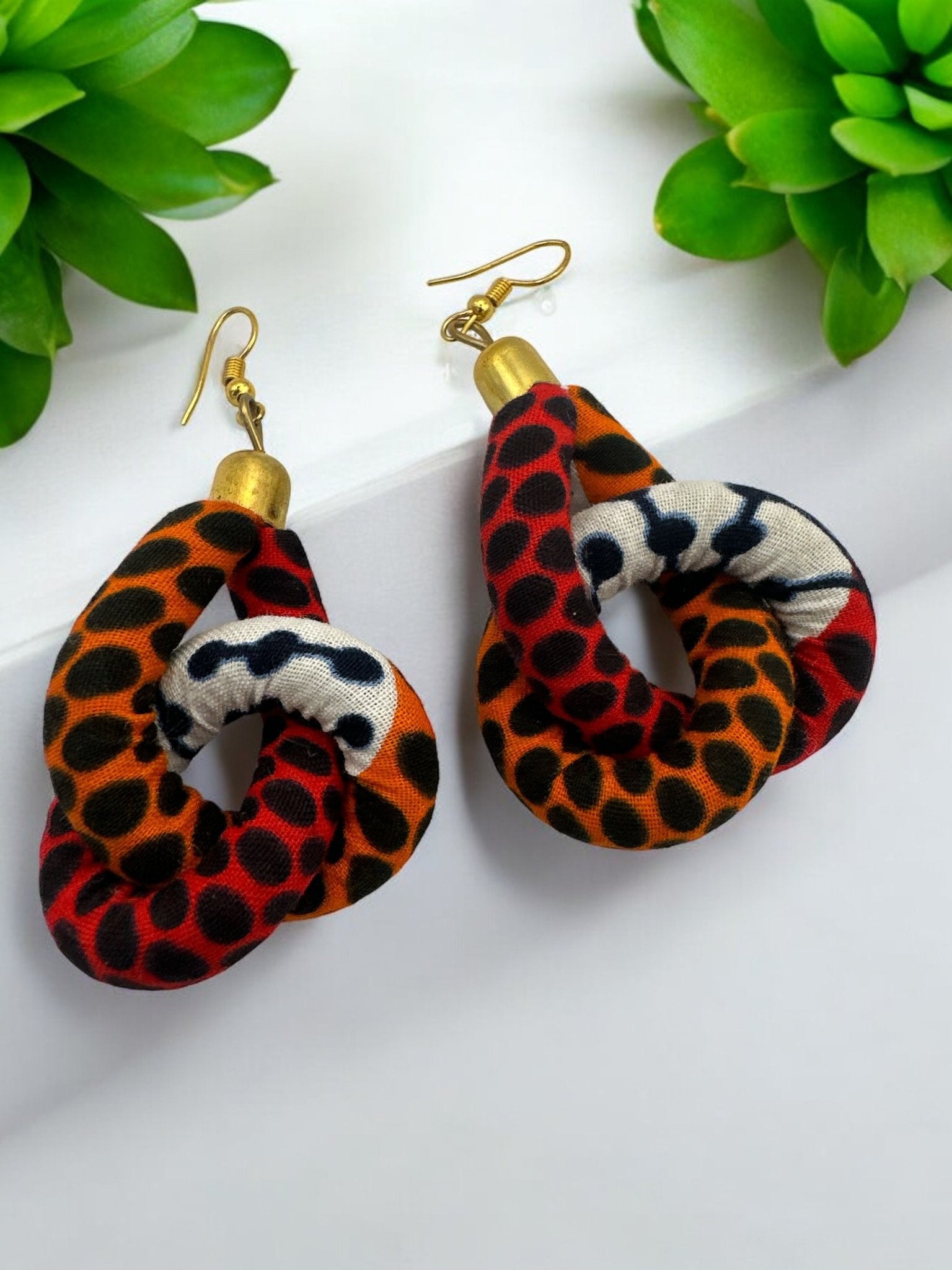 Ankara Print Fabric Dangle Knot Earrings - Fatisha Boutique