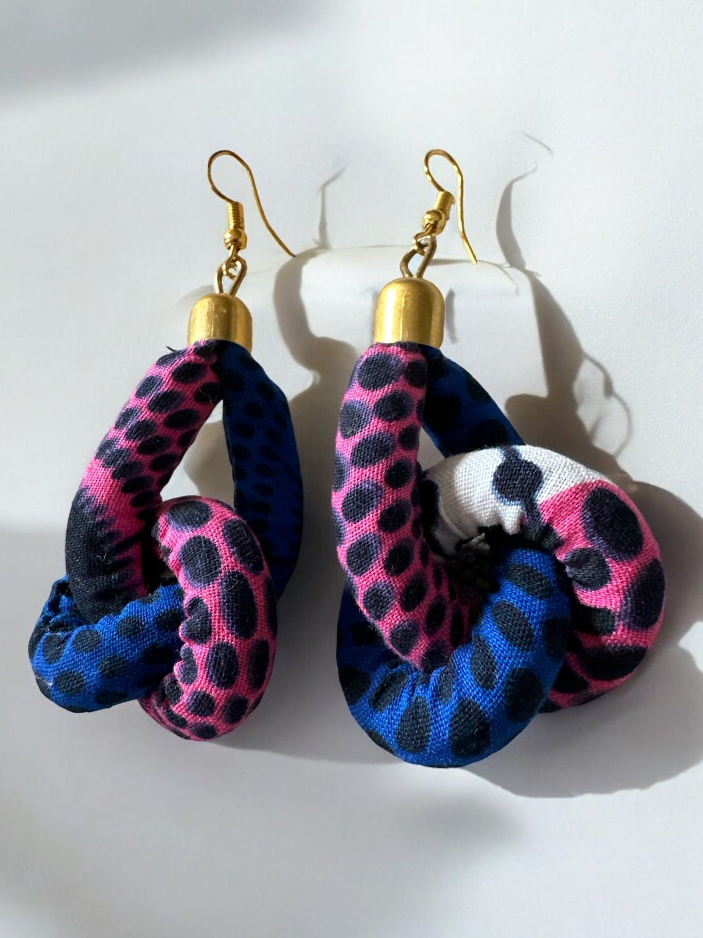 Ankara Print Fabric Dangle Knot Earrings - Fatisha Boutique