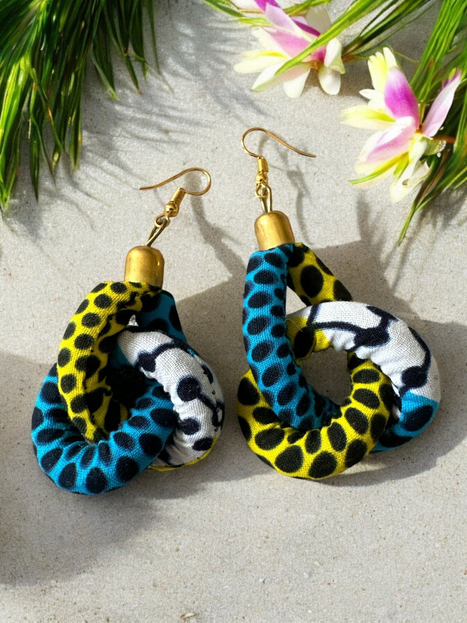 Ankara Print Fabric Dangle Knot Earrings - Fatisha Boutique