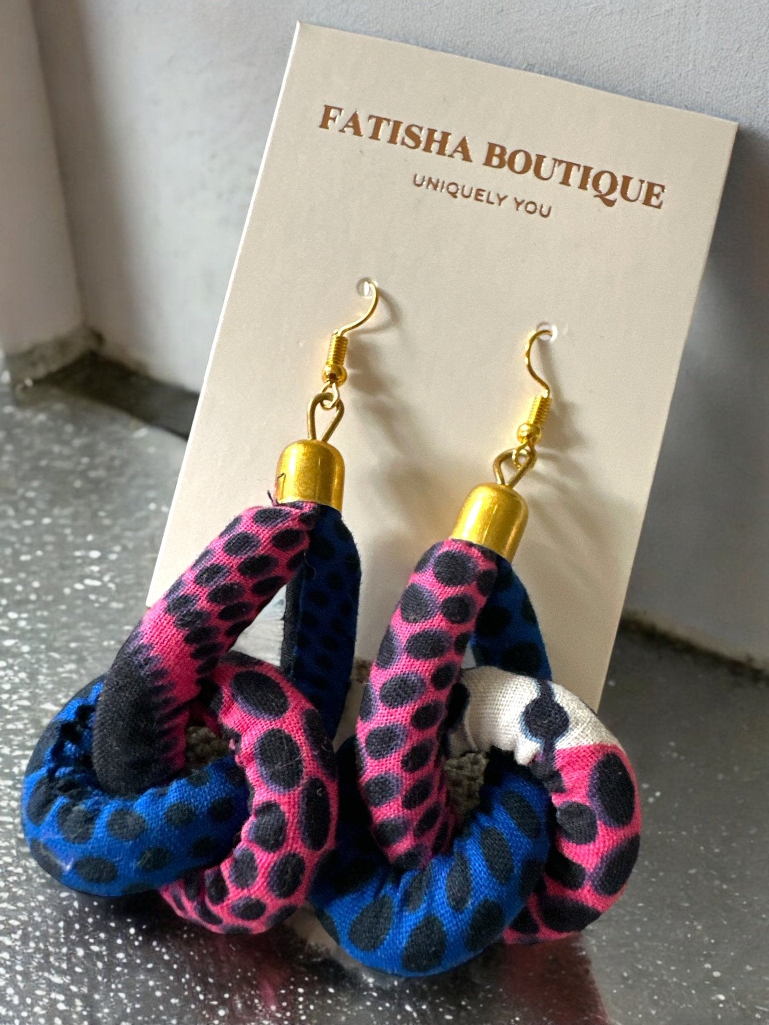 Ankara Print Fabric Dangle Knot Earrings - Fatisha Boutique
