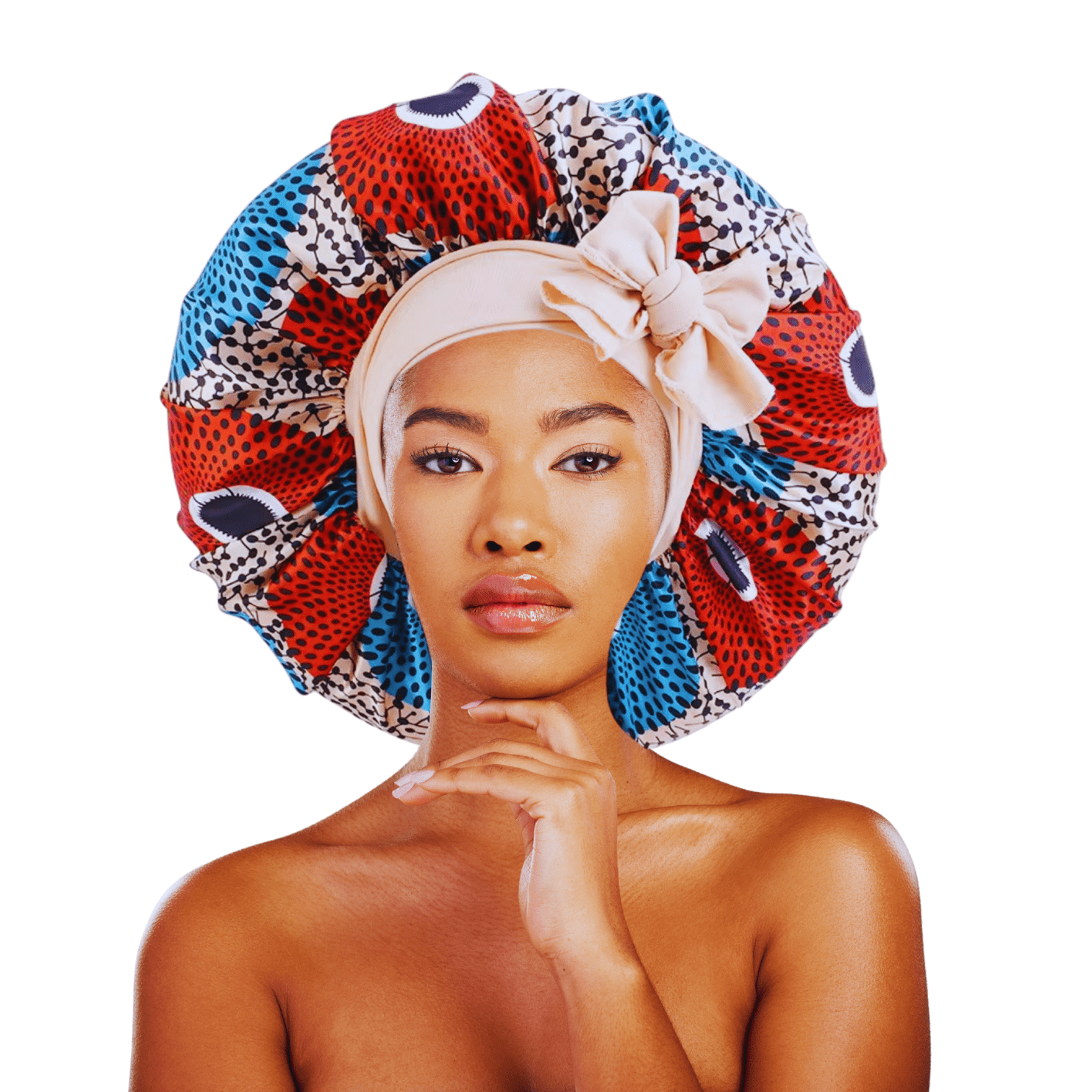 Ankara Print Satin Silk Bonnet Cap – Long Wide Tie | Single Layer | Hair Protection Night Cap - Fatisha Boutique