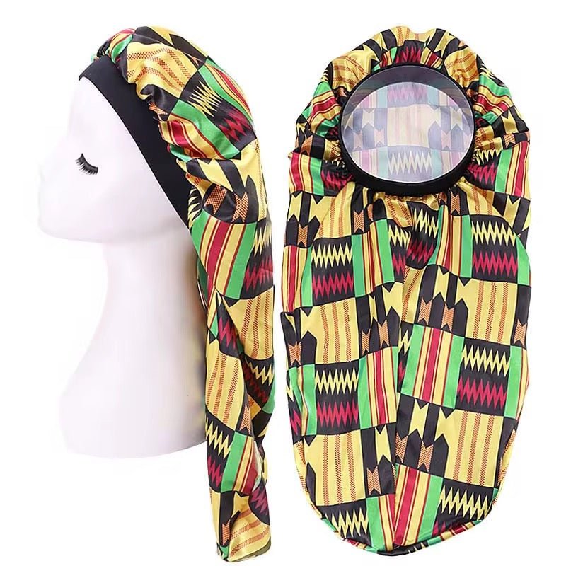 Ankara Satin Silk Long Single Layered Bonnet Caps for Braids & Long Hair - Fatisha Boutique