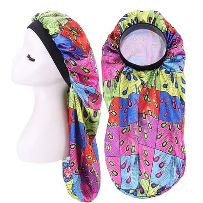Ankara Satin Silk Long Single Layered Bonnet Caps for Braids & Long Hair - Fatisha Boutique