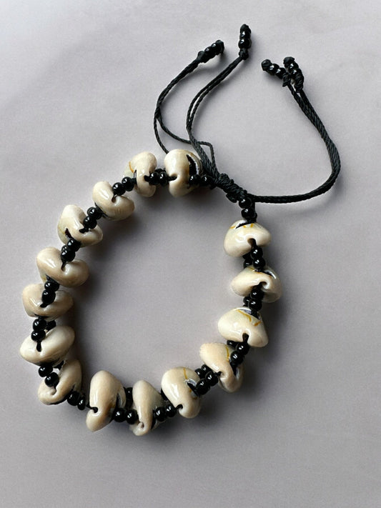 Authentic African Adjustable Beaded Cowrie Seashell Bangle Bracelet - Fatisha Boutique