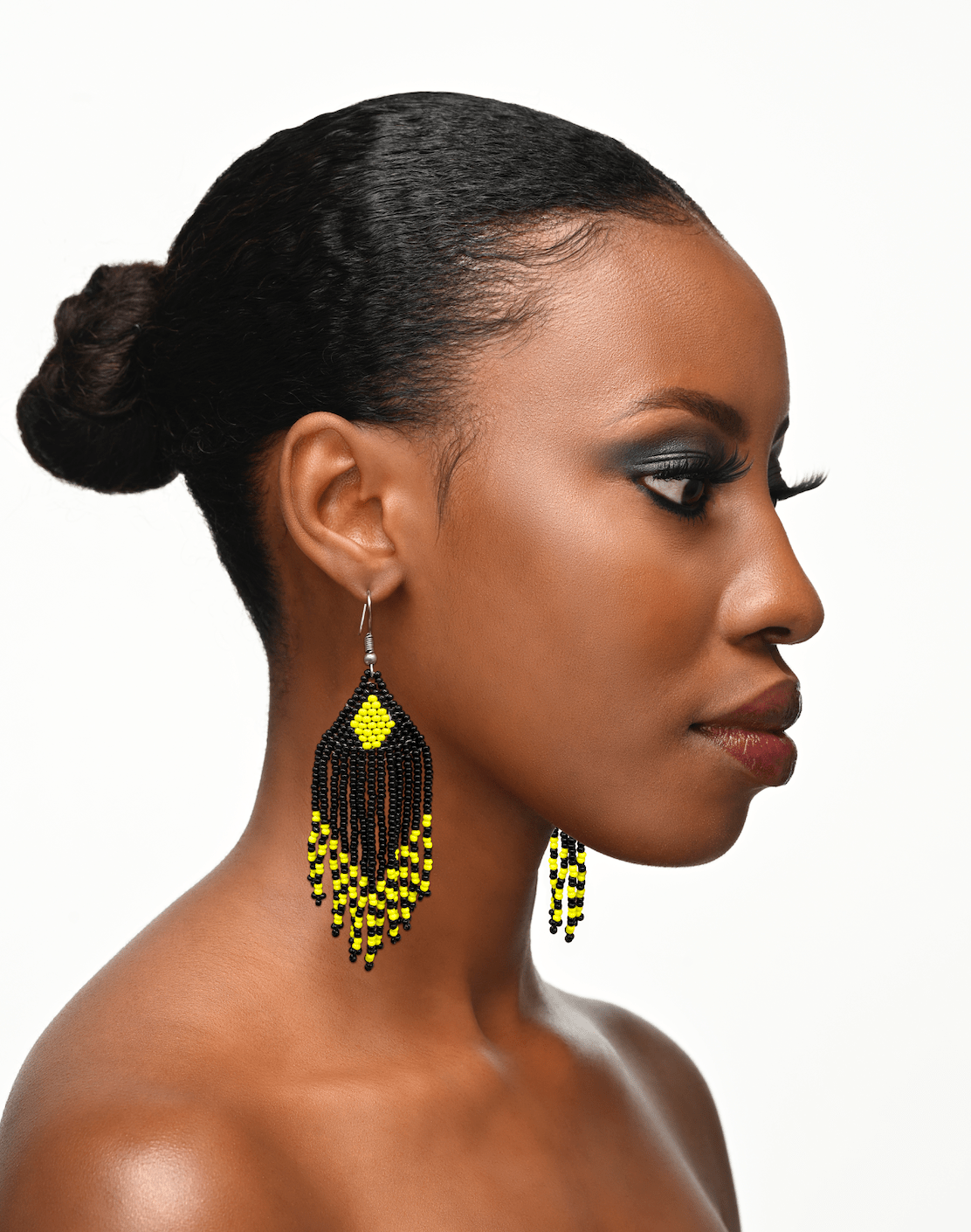 Ear African Rings Monochrome African Beaded Earrings – Handmade Tribal Ethnic Jewellery