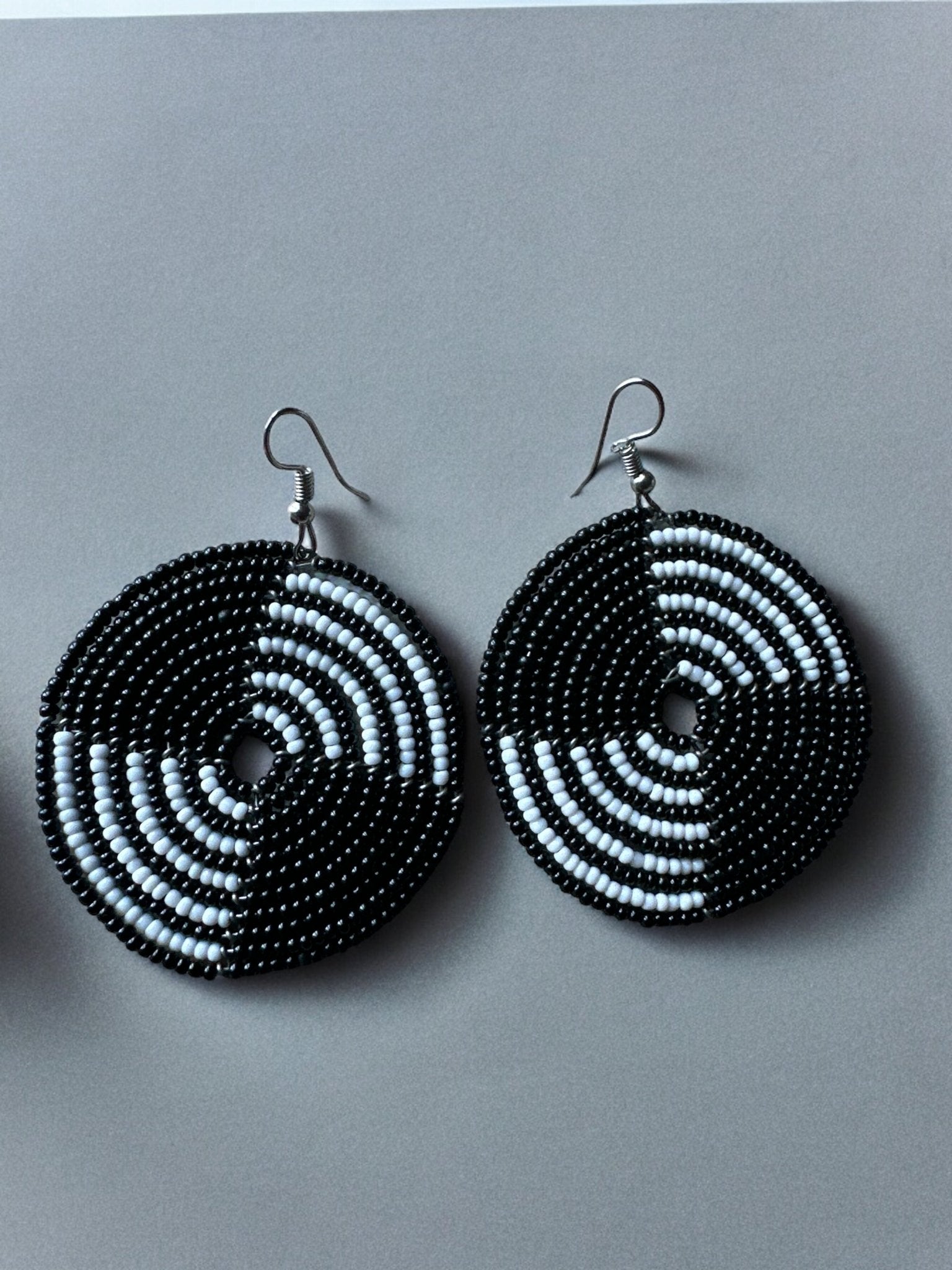 Authentic African Black Beaded Dangle Earrings - Fatisha Boutique