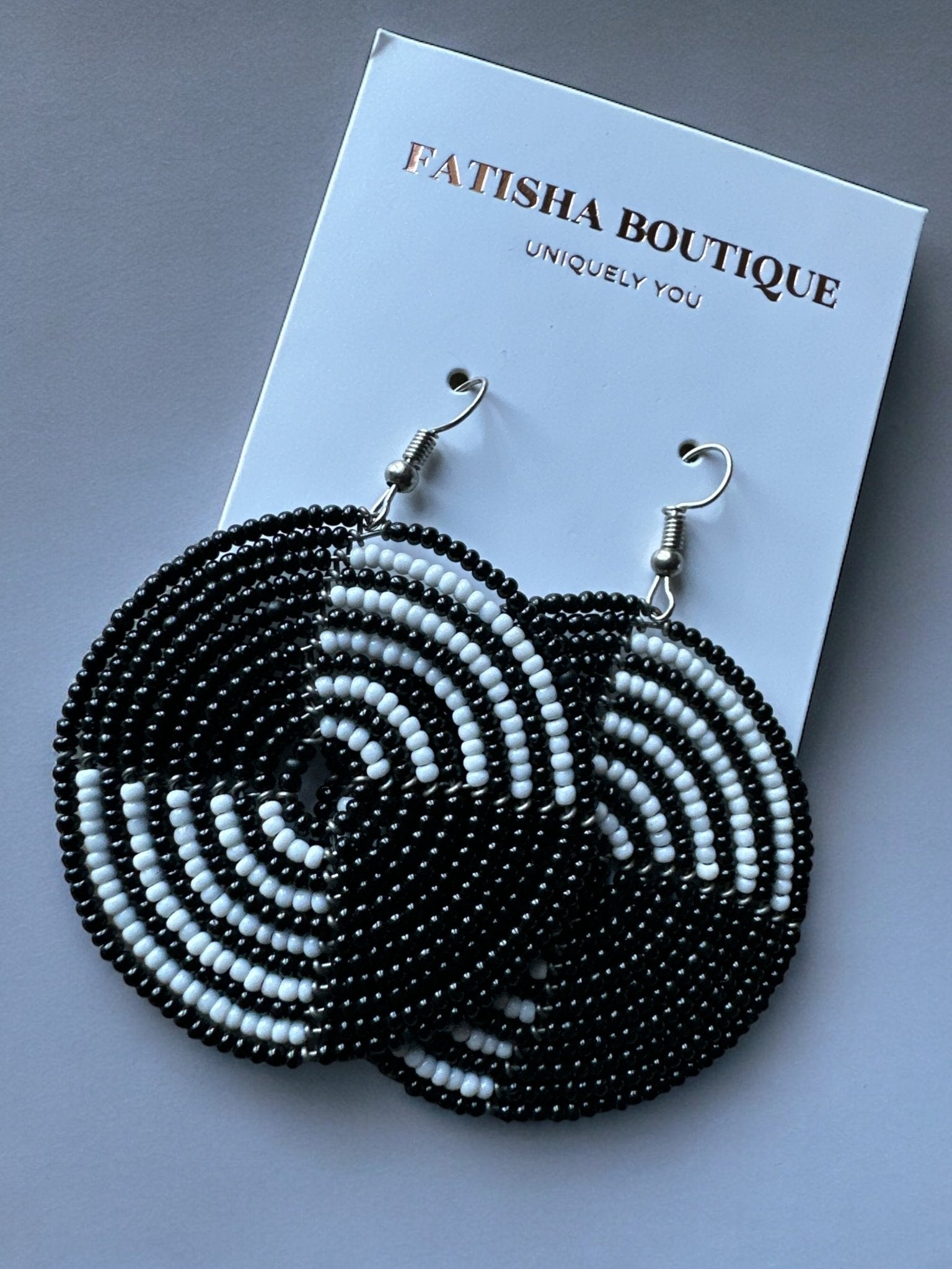 Authentic African Black Beaded Dangle Earrings - Fatisha Boutique