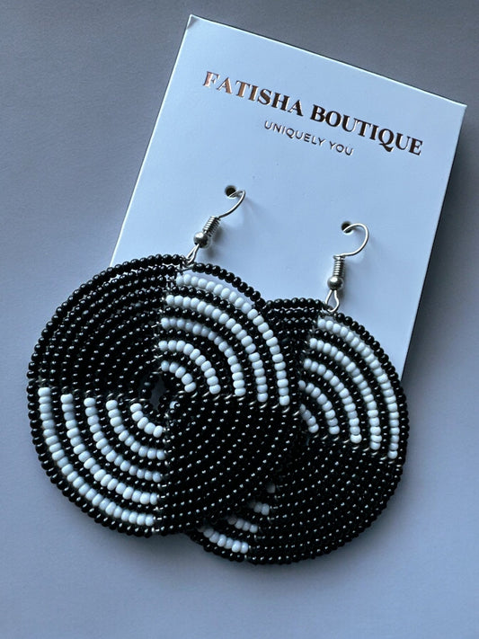 Authentic African Black Beaded Dangle Earrings - Fatisha Boutique
