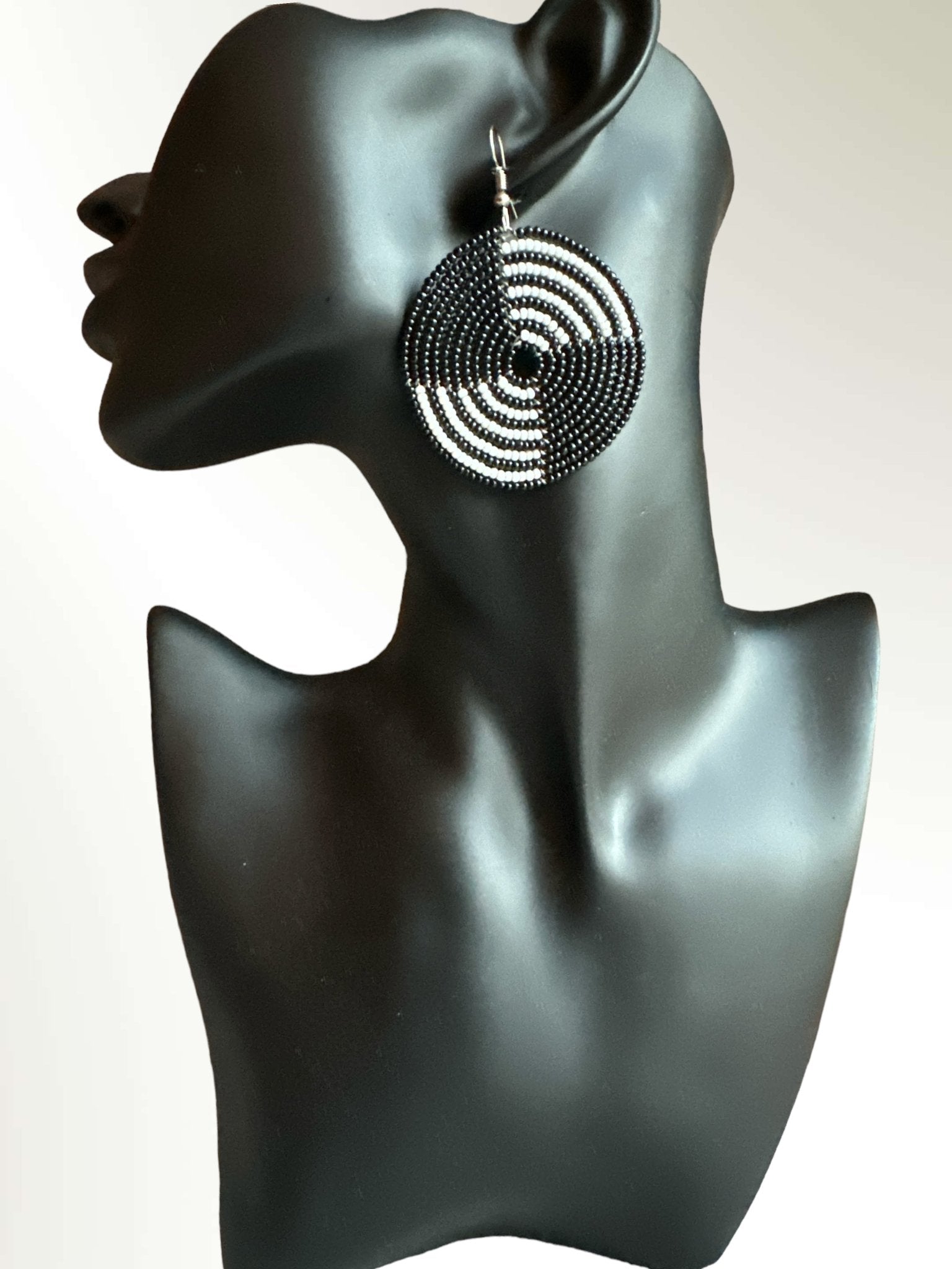Authentic African Black Beaded Dangle Earrings - Fatisha Boutique