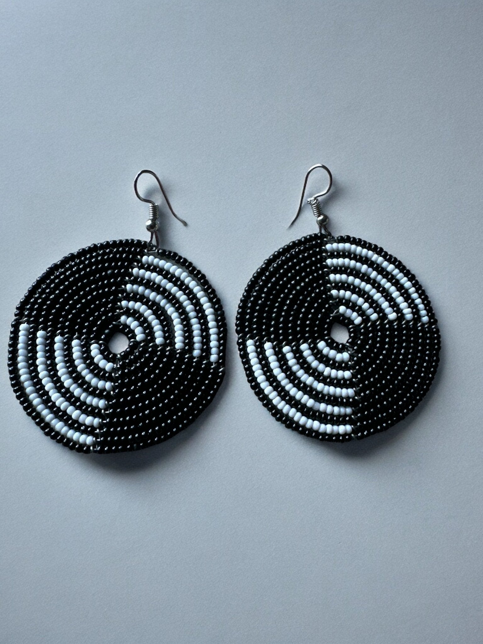 Authentic African Black Beaded Dangle Earrings - Fatisha Boutique