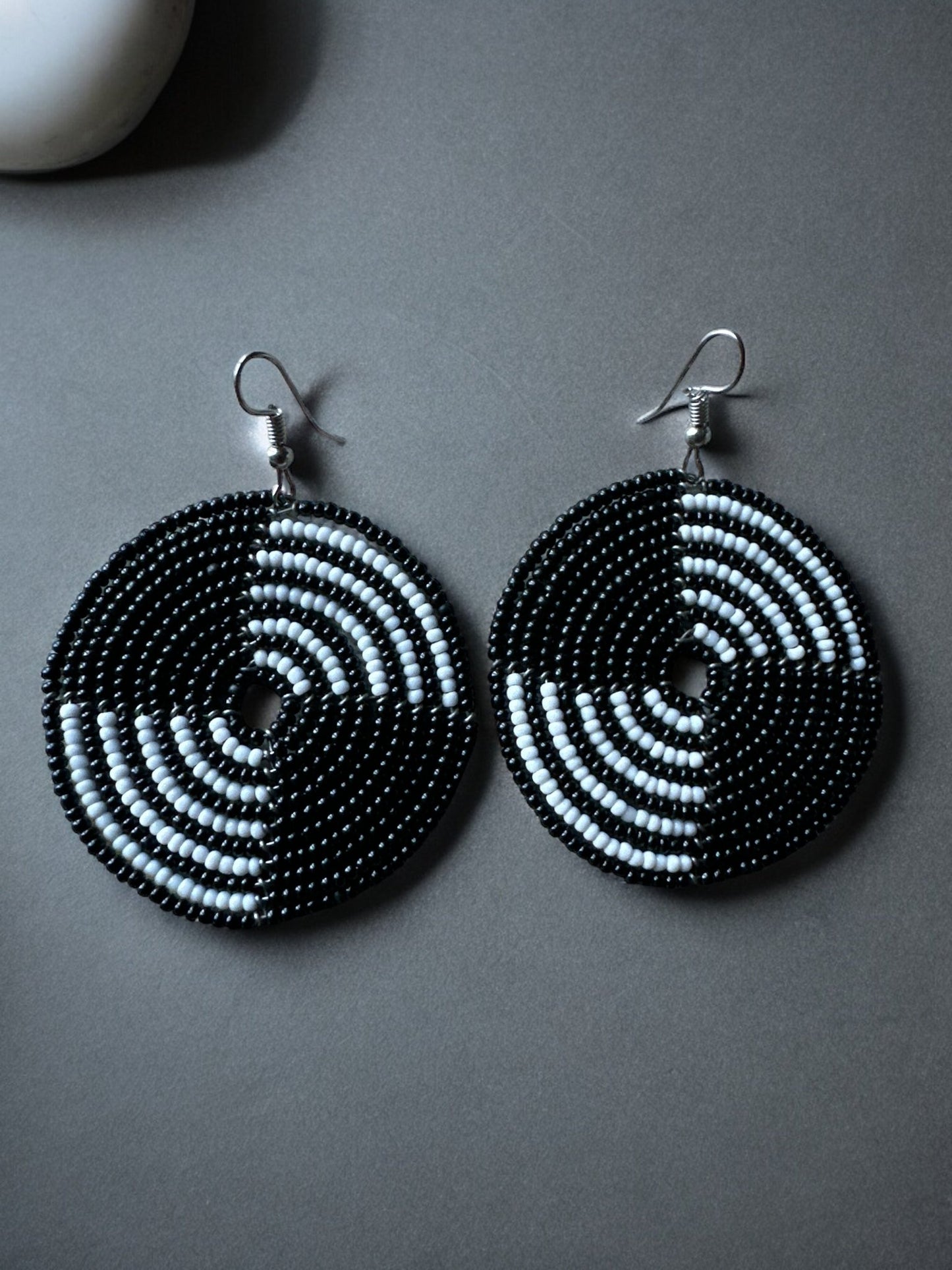 Authentic African Black Beaded Dangle Earrings - Fatisha Boutique