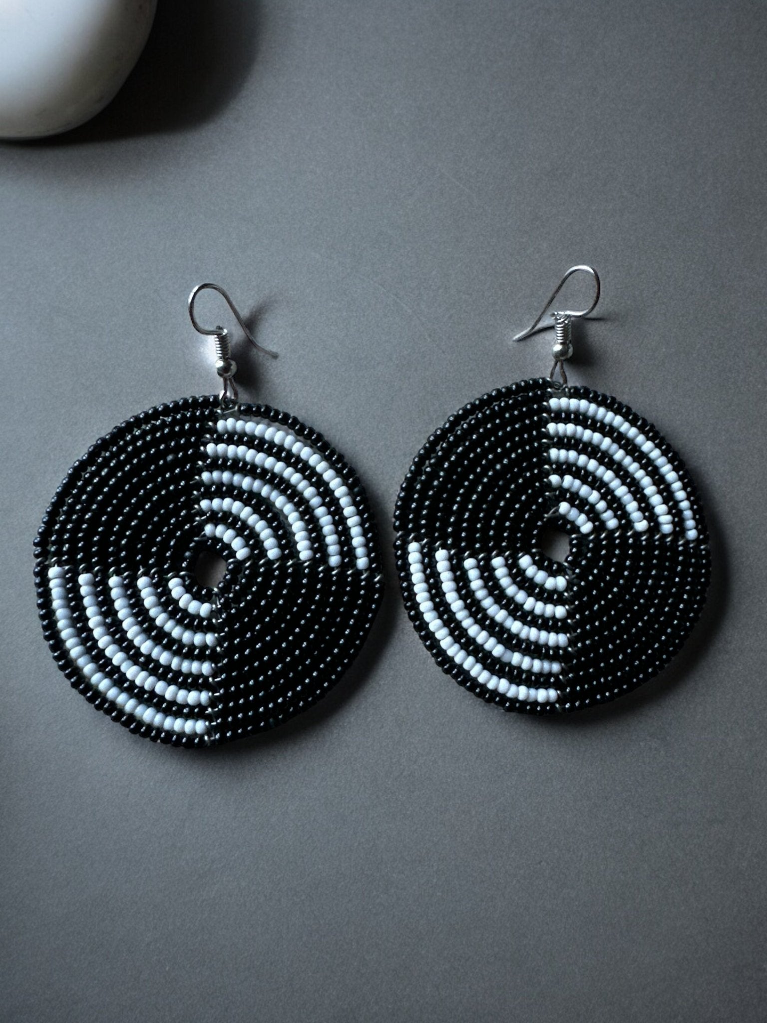 Authentic African Black Beaded Dangle Earrings - Fatisha Boutique
