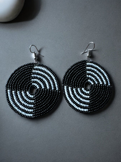 Authentic African Black Beaded Dangle Earrings - Fatisha Boutique