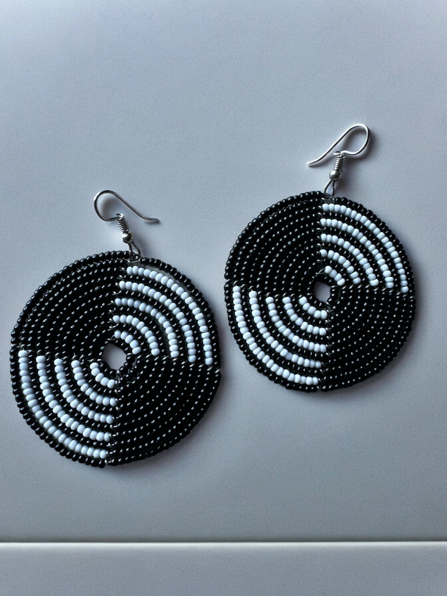 Authentic African Black Beaded Dangle Earrings - Fatisha Boutique