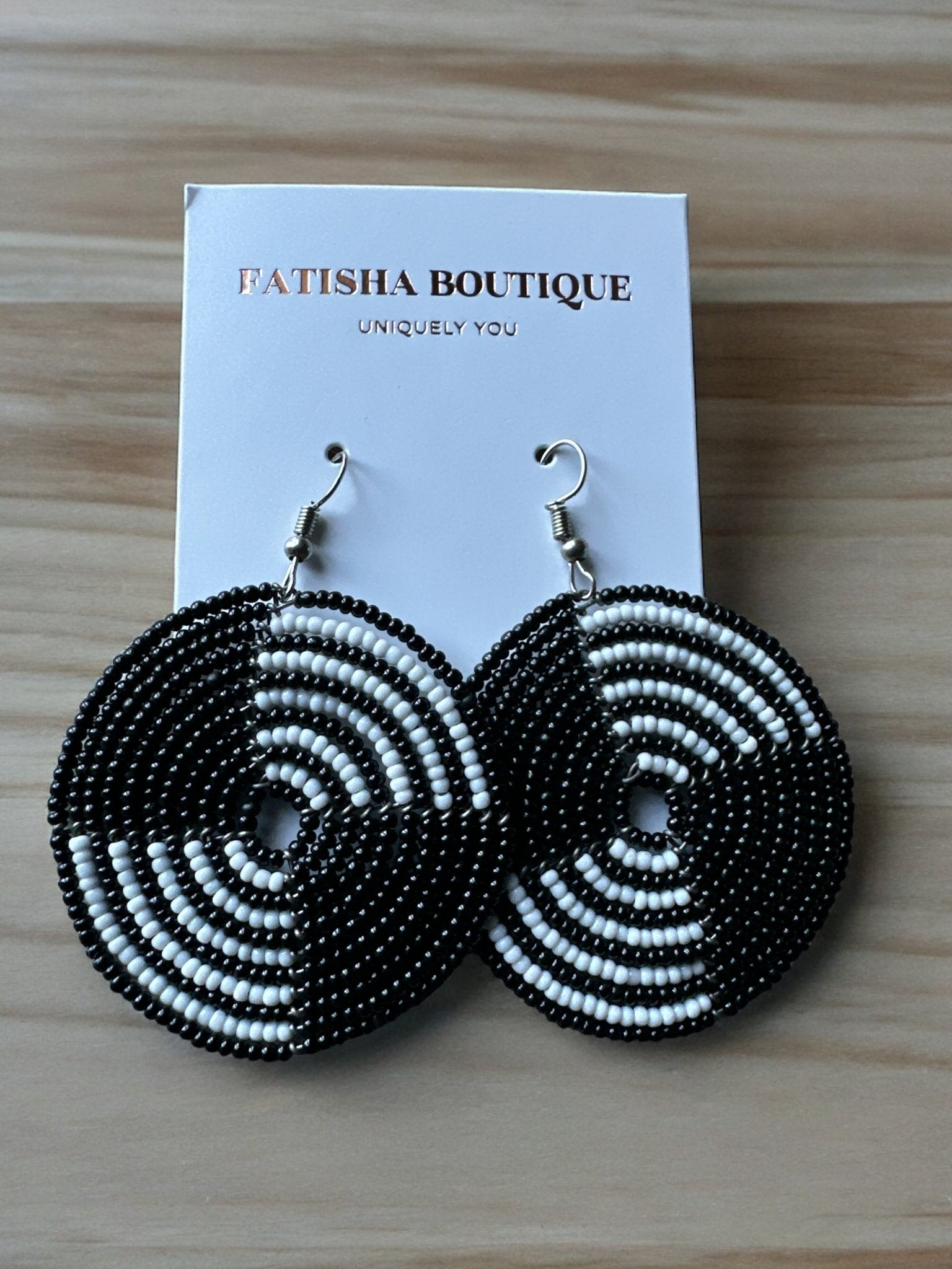 Authentic African Black Beaded Dangle Earrings - Fatisha Boutique