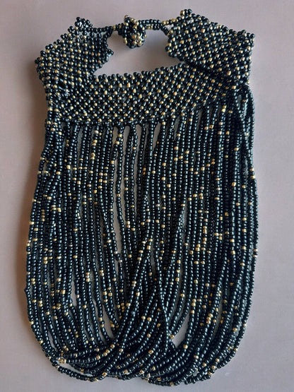 Authentic African Black Beaded Ethnic Choker Pendant Necklace - Fatisha Boutique