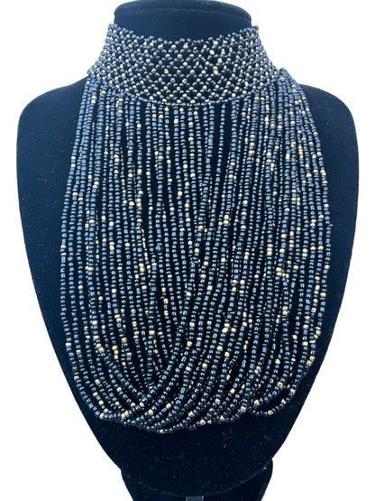 Authentic African Black Beaded Ethnic Choker Pendant Necklace - Fatisha Boutique