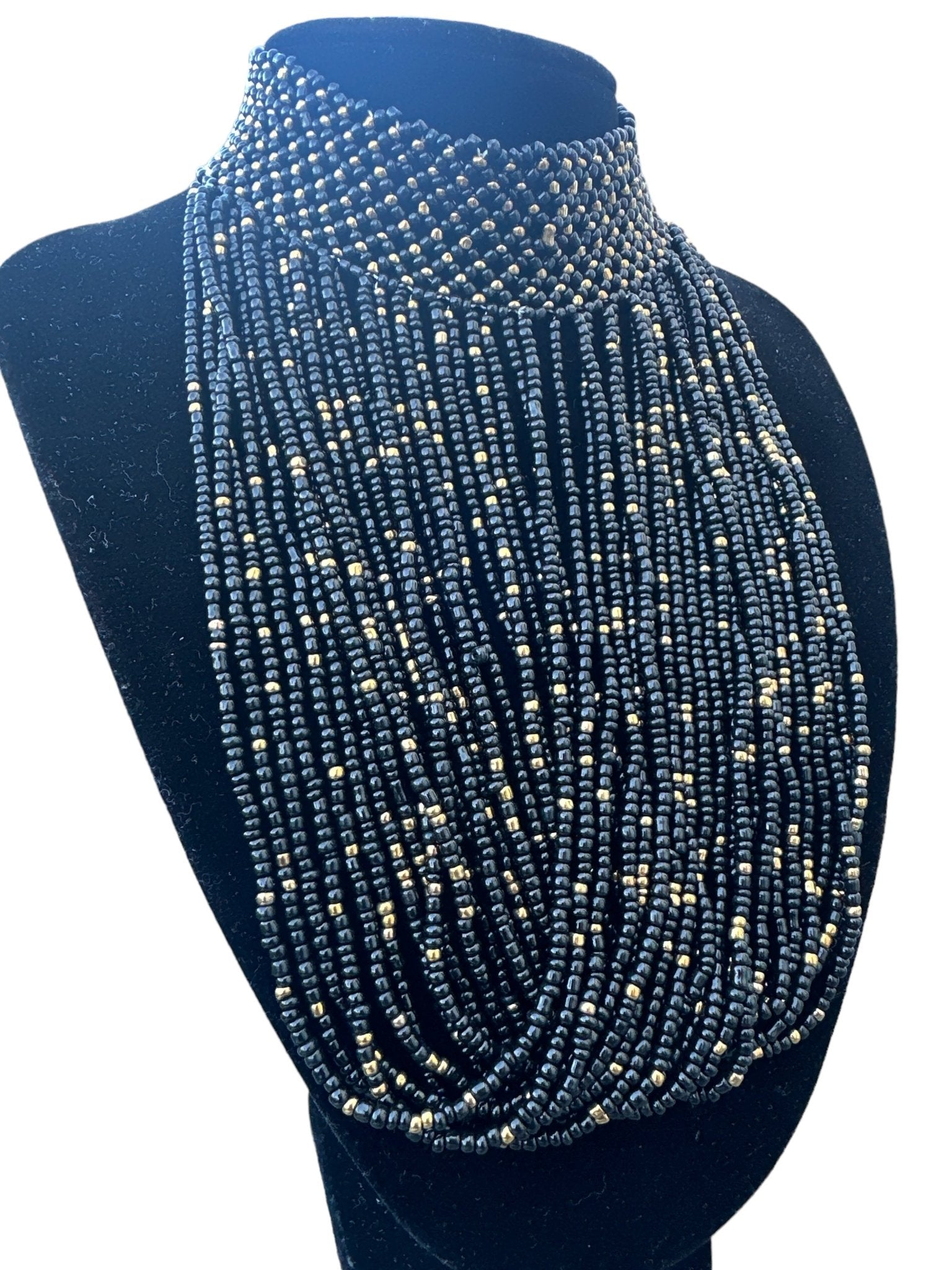 Authentic African Black Beaded Ethnic Choker Pendant Necklace - Fatisha Boutique