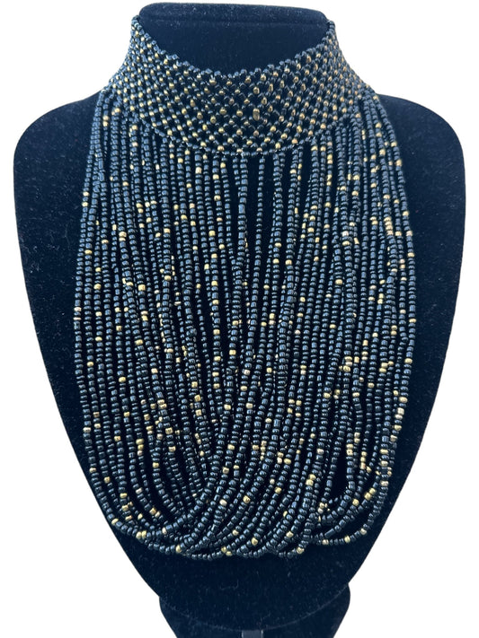 Authentic African Black Beaded Ethnic Choker Pendant Necklace - Fatisha Boutique