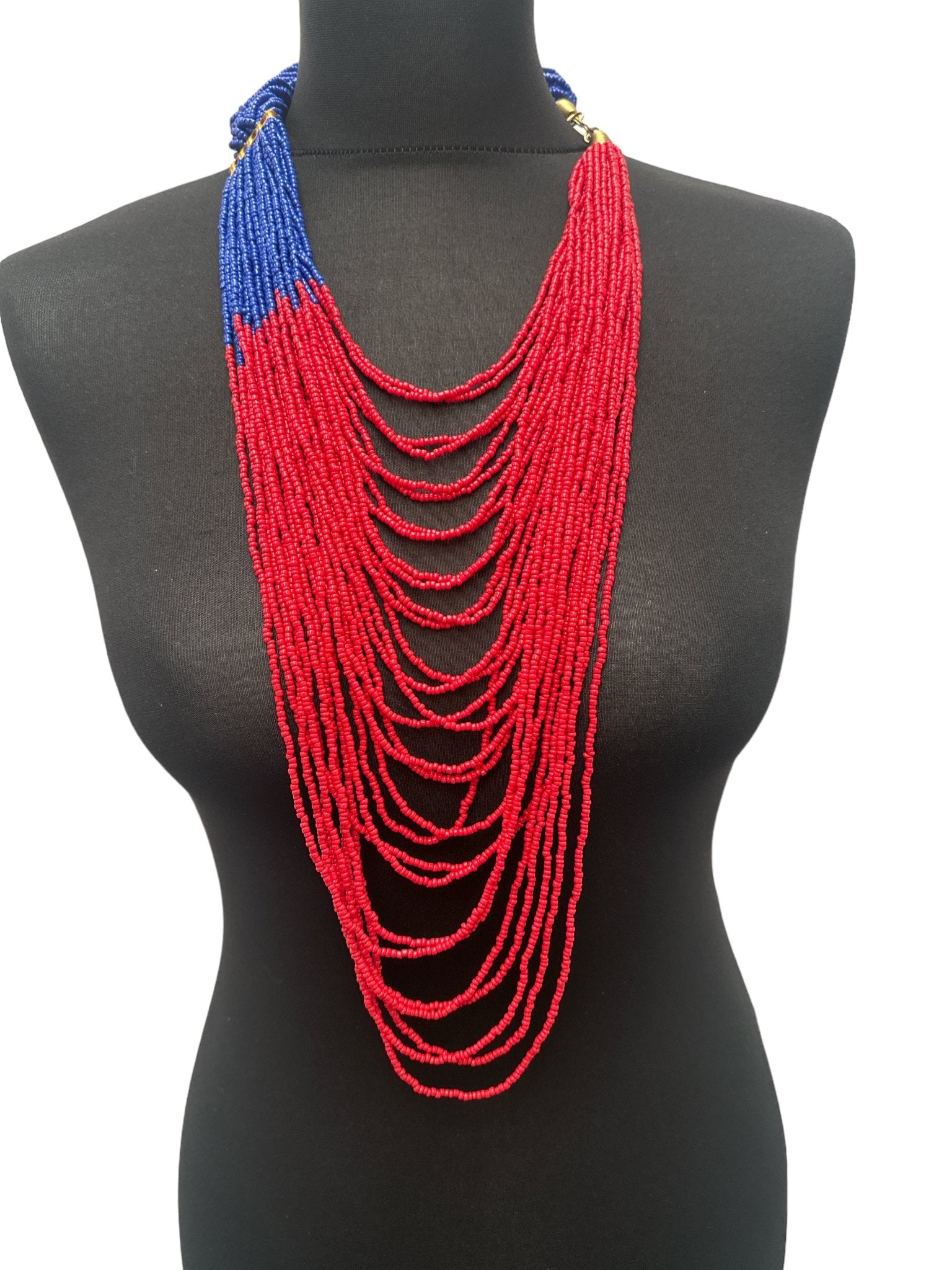 Authentic African Braided Design Long Beaded Necklace - Fatisha Boutique
