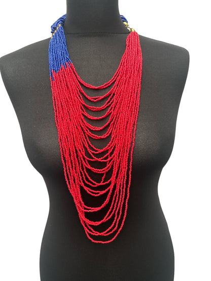 Authentic African Braided Design Long Beaded Necklace - Fatisha Boutique
