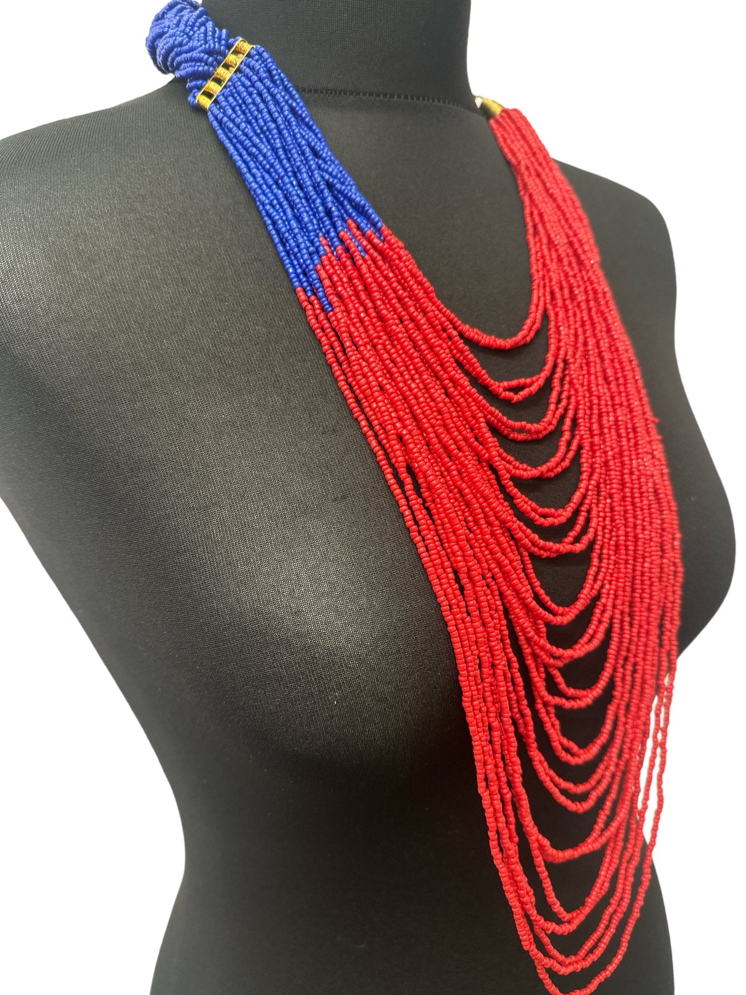 Authentic African Braided Design Long Beaded Necklace - Fatisha Boutique