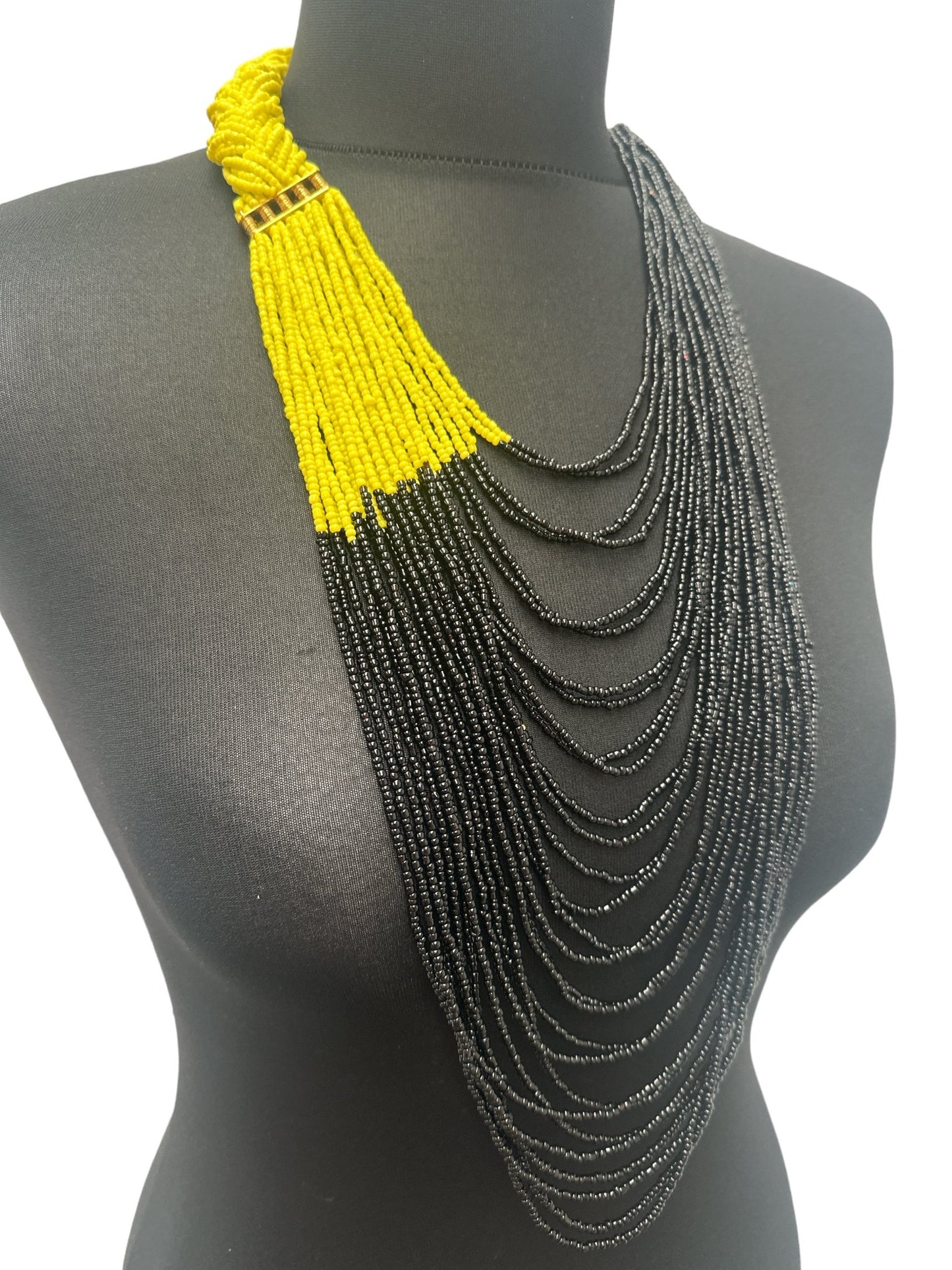 Authentic African Braided Design Long Beaded Necklace - Fatisha Boutique