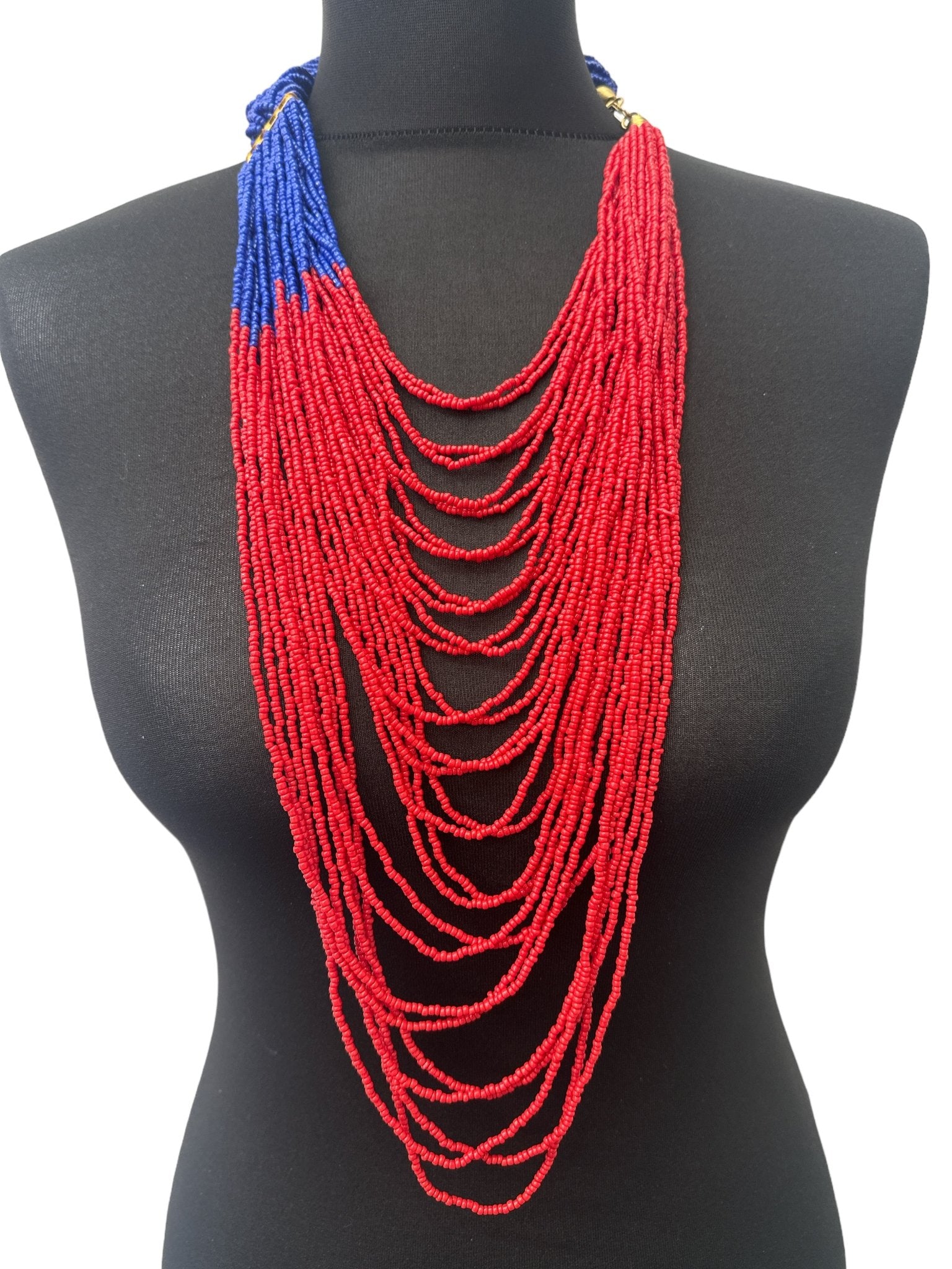 Authentic African Braided Design Long Beaded Necklace - Fatisha Boutique