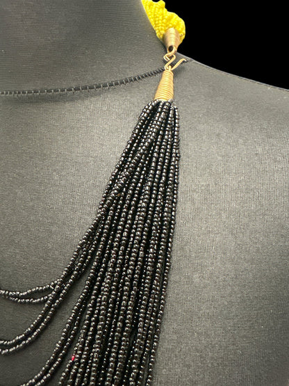 Authentic African Braided Design Long Beaded Necklace - Fatisha Boutique