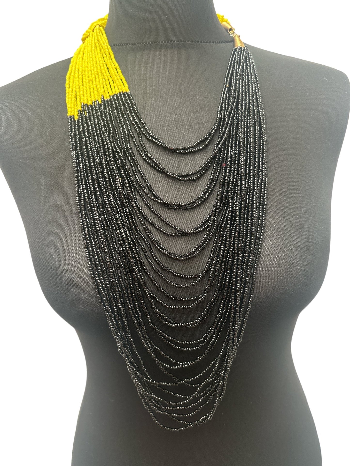 Authentic African Braided Design Long Beaded Necklace - Fatisha Boutique