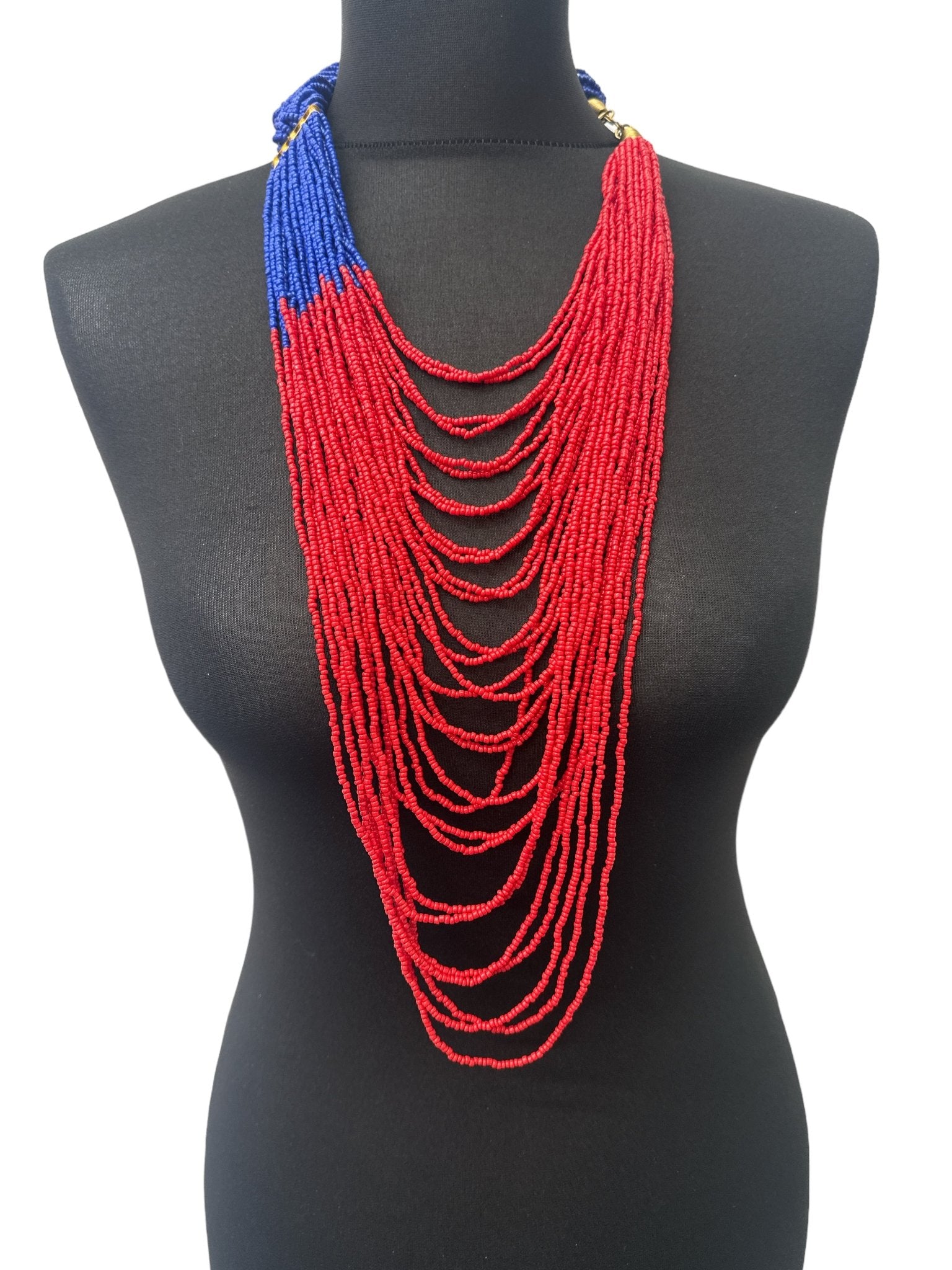 Authentic African Braided Design Long Beaded Necklace - Fatisha Boutique