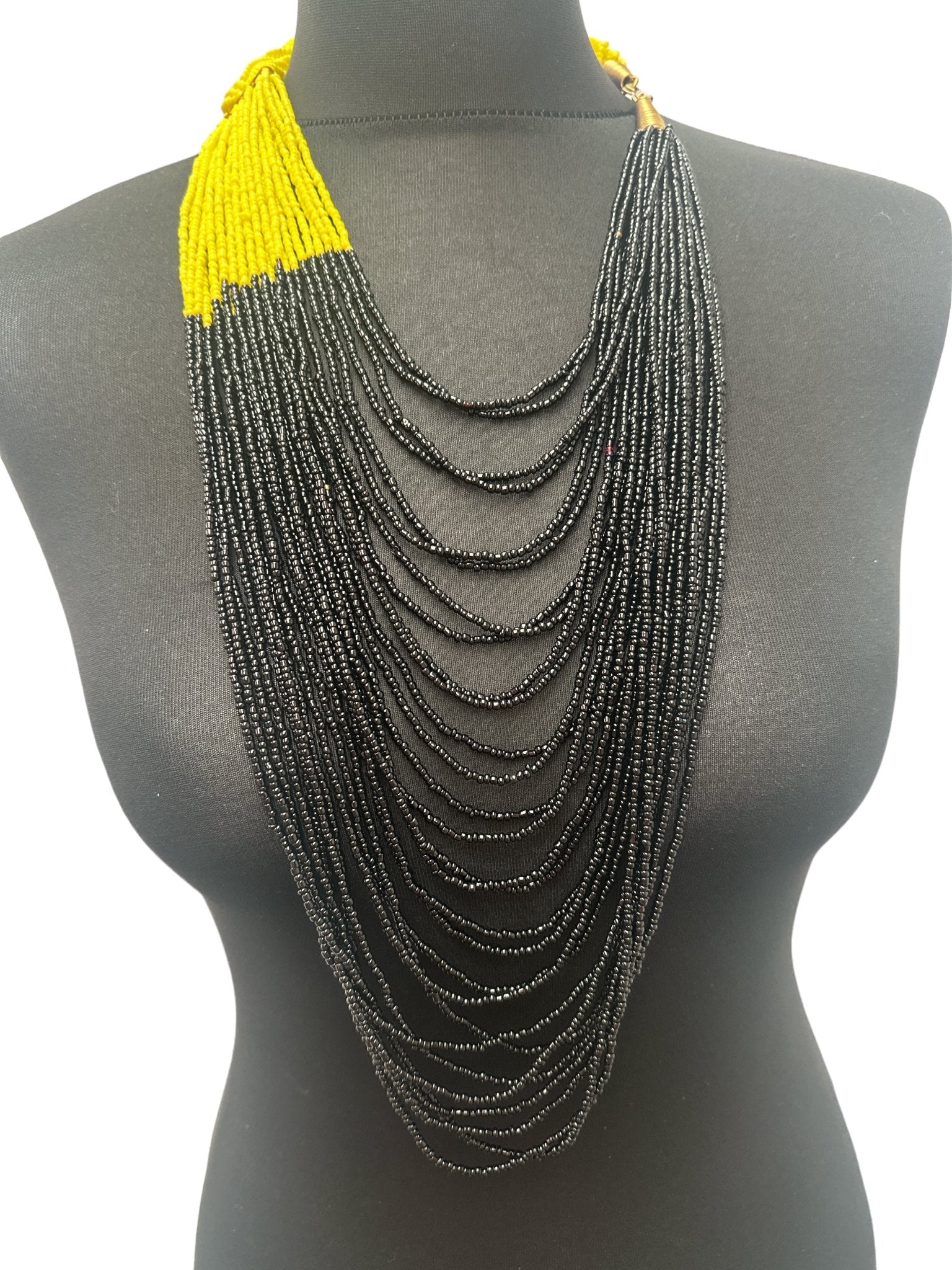 Authentic African Braided Design Long Beaded Necklace - Fatisha Boutique