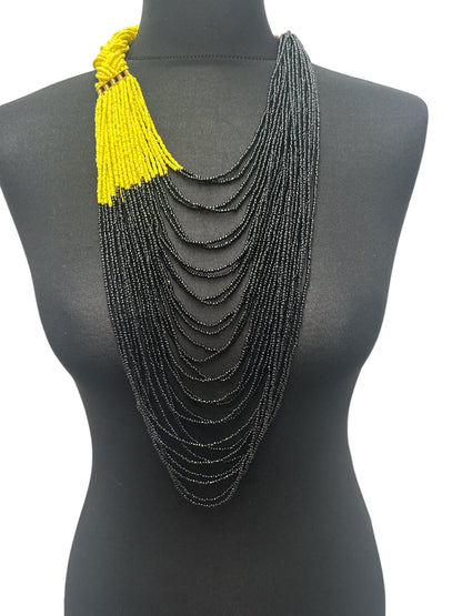 Authentic African Braided Design Long Beaded Necklace - Fatisha Boutique