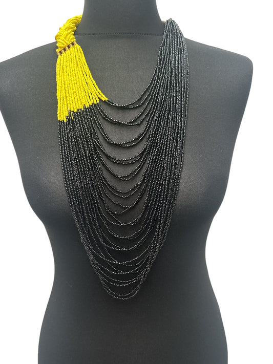 Authentic African Braided Design Long Beaded Necklace - Fatisha Boutique