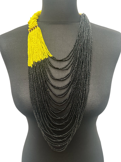 Authentic African Braided Design Long Beaded Necklace - Fatisha Boutique
