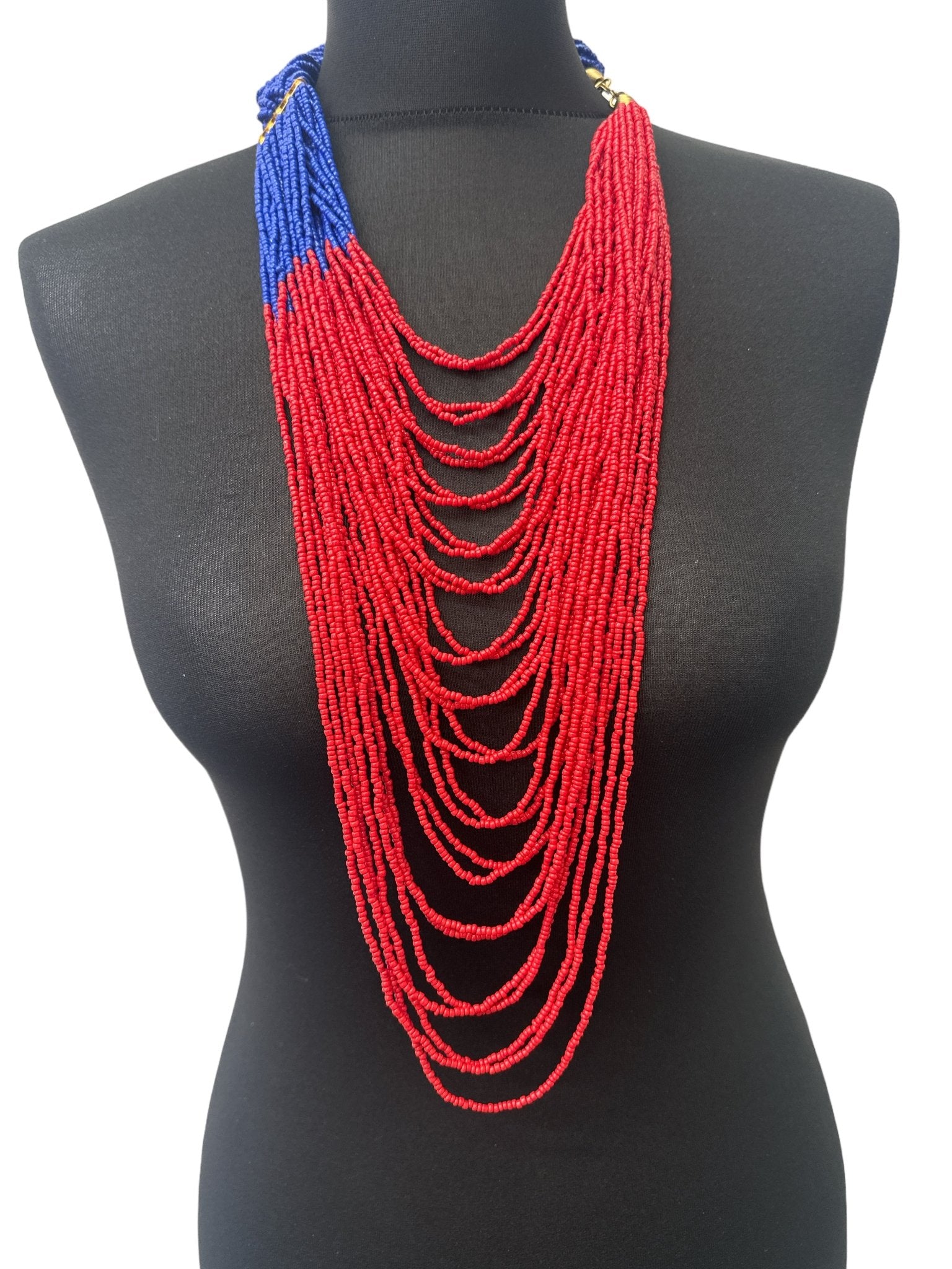 Authentic African Braided Design Long Beaded Necklace - Fatisha Boutique