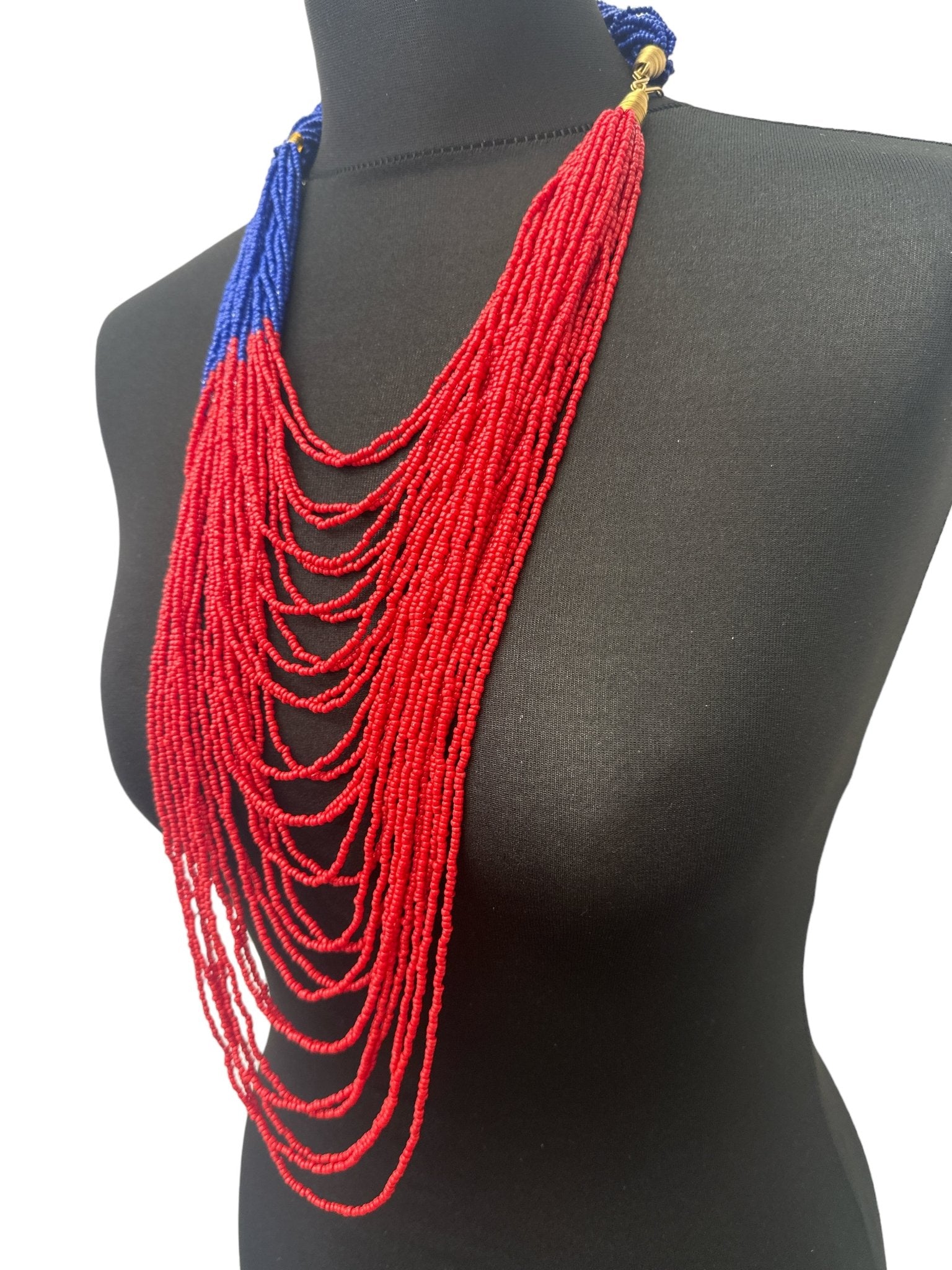 Authentic African Braided Design Long Beaded Necklace - Fatisha Boutique
